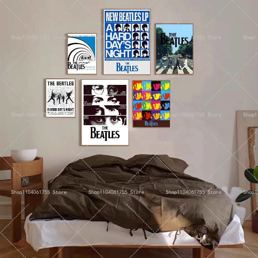 Classics Band The Beatles Poster Self-adhesive Art Waterproof Paper Sticker Coffee House Bar Room Wall Decor