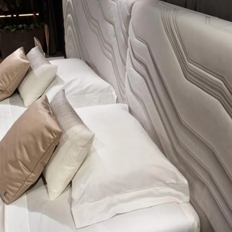 Italian light luxury high-end leather double bed