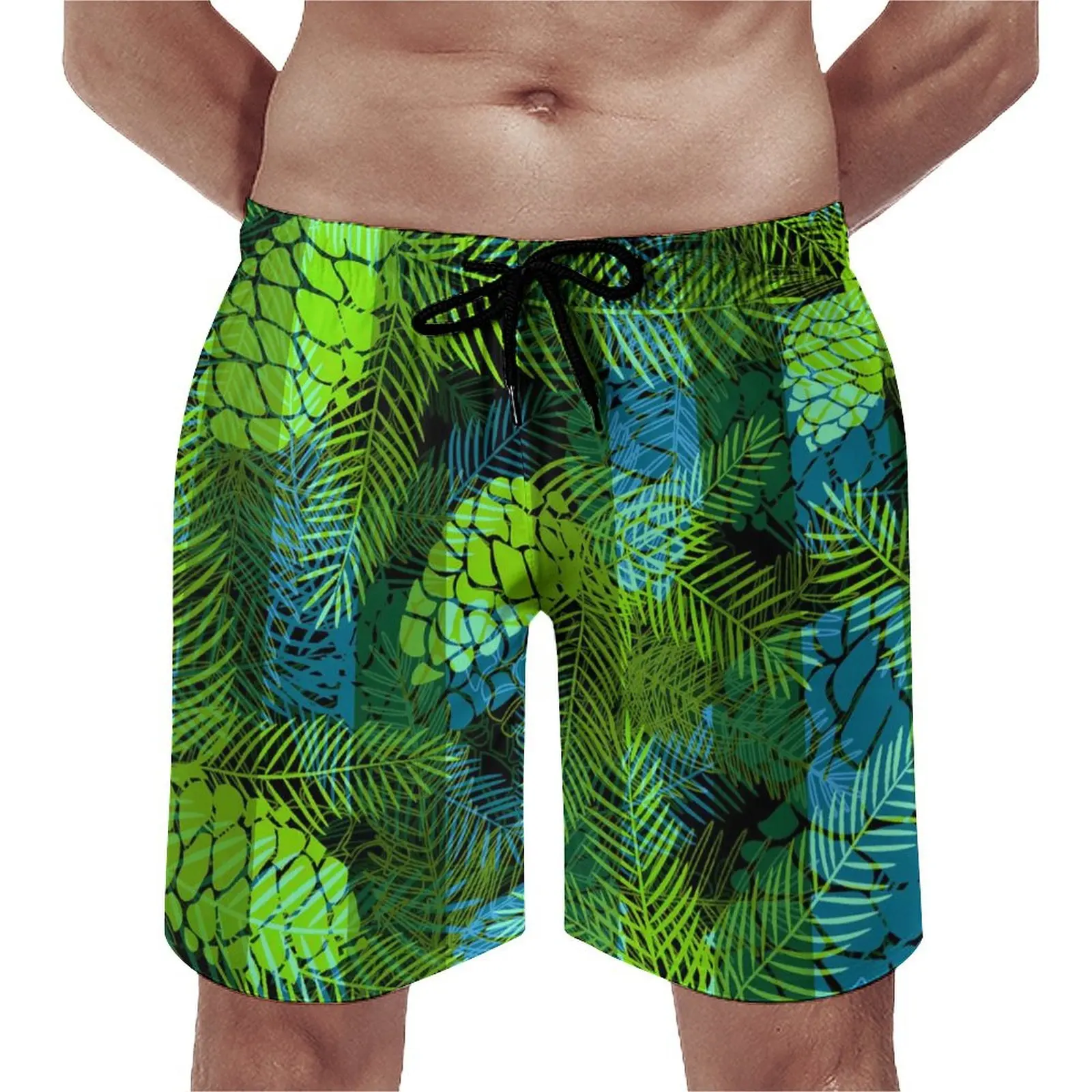 Gym Shorts Green Leaf Cute Hawaii Swim Trunks Christmas Pine Cones Men Comfortable Sports Surf Hot Plus Size Beach Short Pants