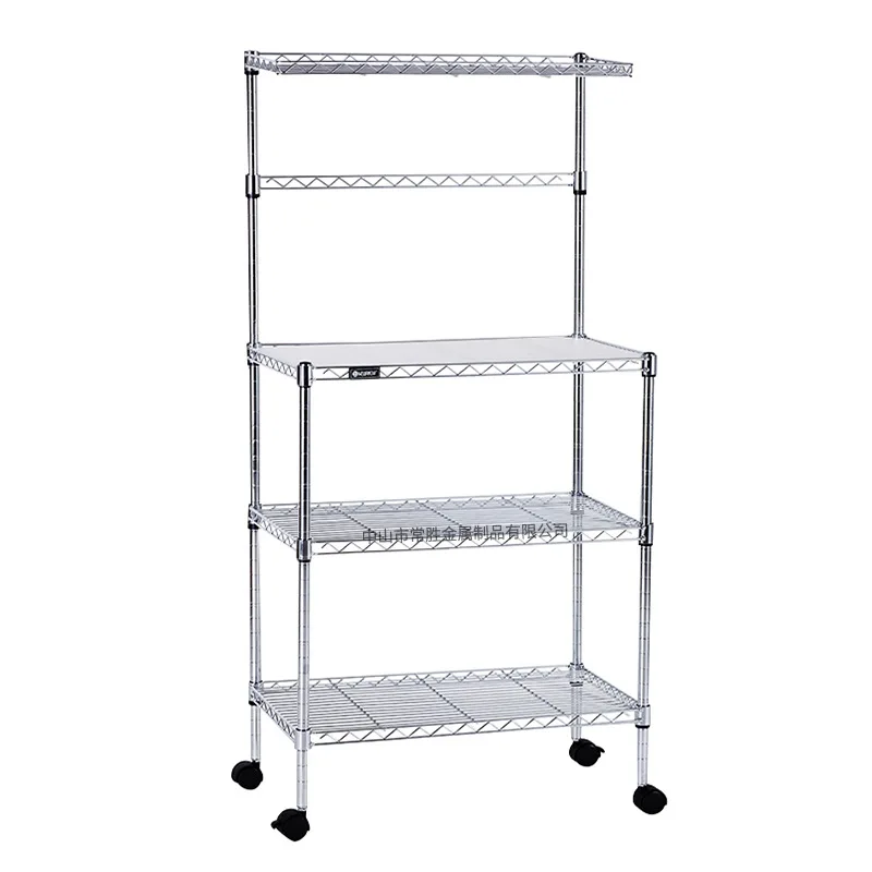 

Kitchen multi-functional floor-to-ceiling microwave oven storage rack with wheels removable trolley oven microwave oven rack