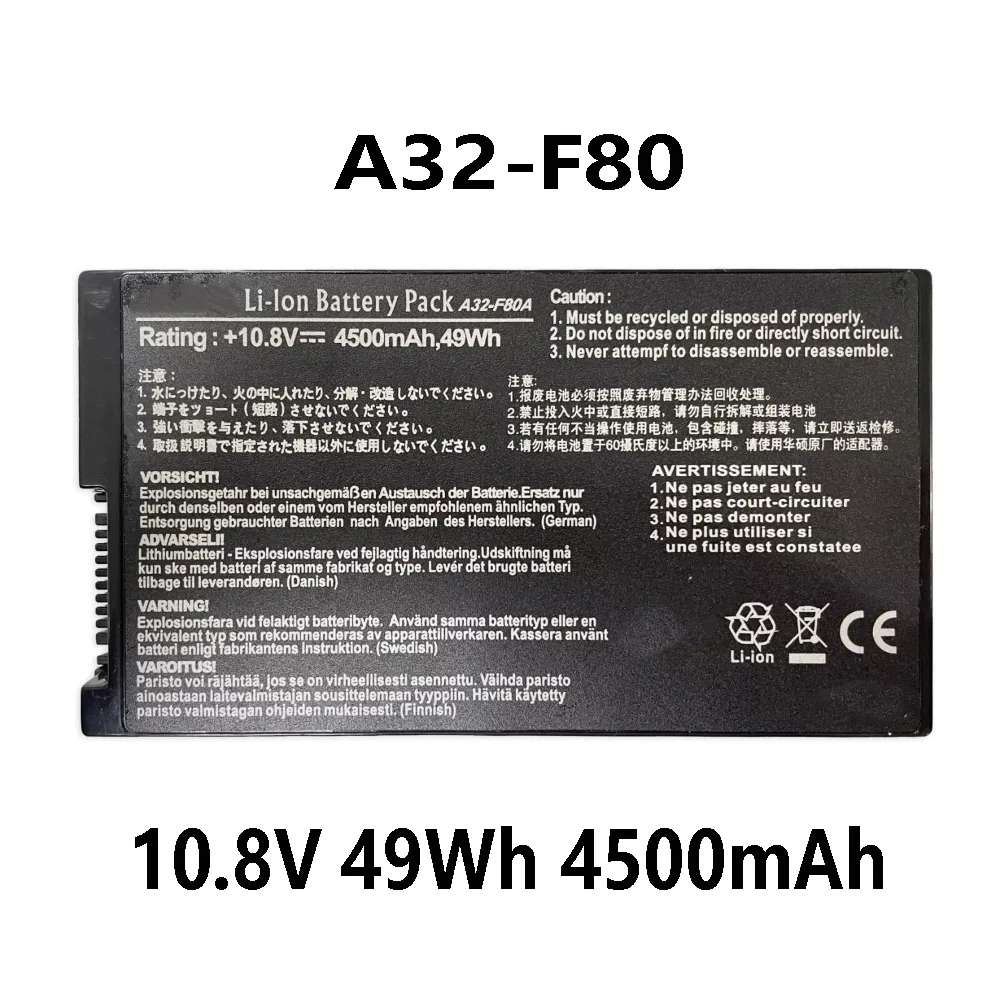 A32-F80 10.8V 49Wh 4500mAh Laptop Battery For ASUS A32-F80A F80H F80M X82S X85S X88SE F81S series