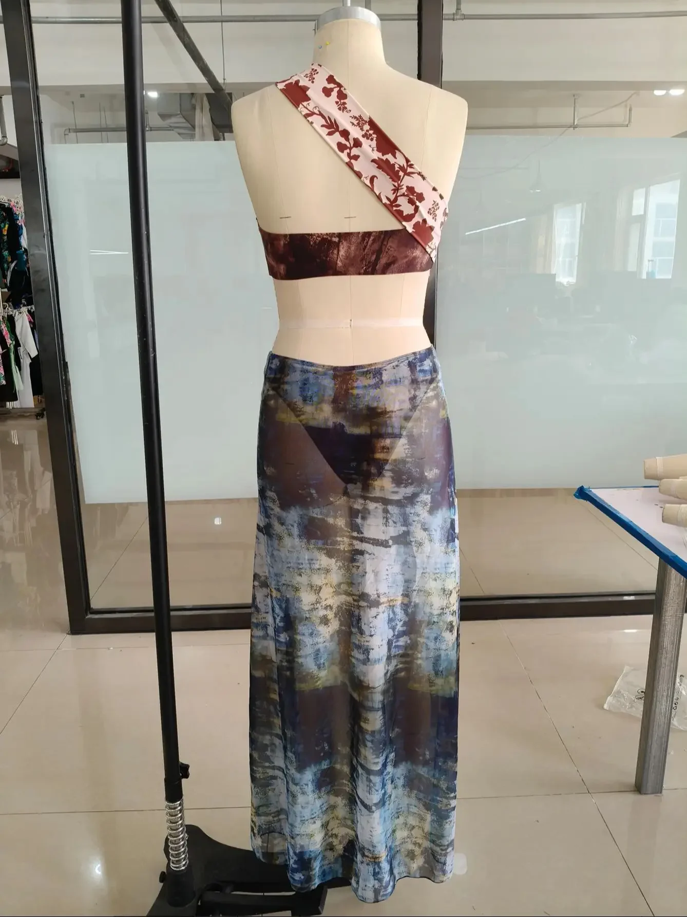 Malha vestido longo feminino verão festa cortar vestidos ruched impressão cobrir maxi vestidos férias praia robe