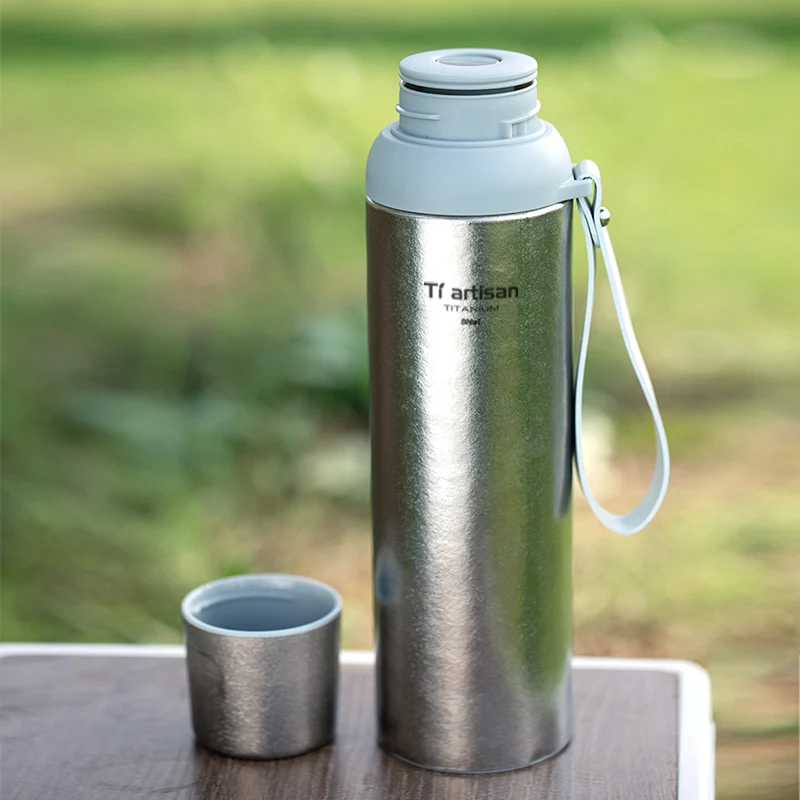 Tiartisan Titanium 800ml Vacuum Tea Cup Insulated Sports Water Bottle Lightweight Portable Drinking Mug Outdoor Camping