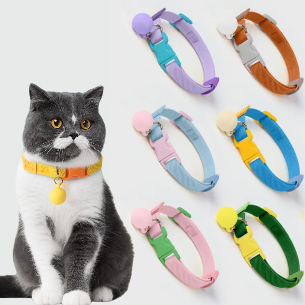 Fashion Safety Cat Collar Stretch Elastic Collars, Light Weight for Kitten, Neck for All Cat,with Macaron Ball Pet Accessories