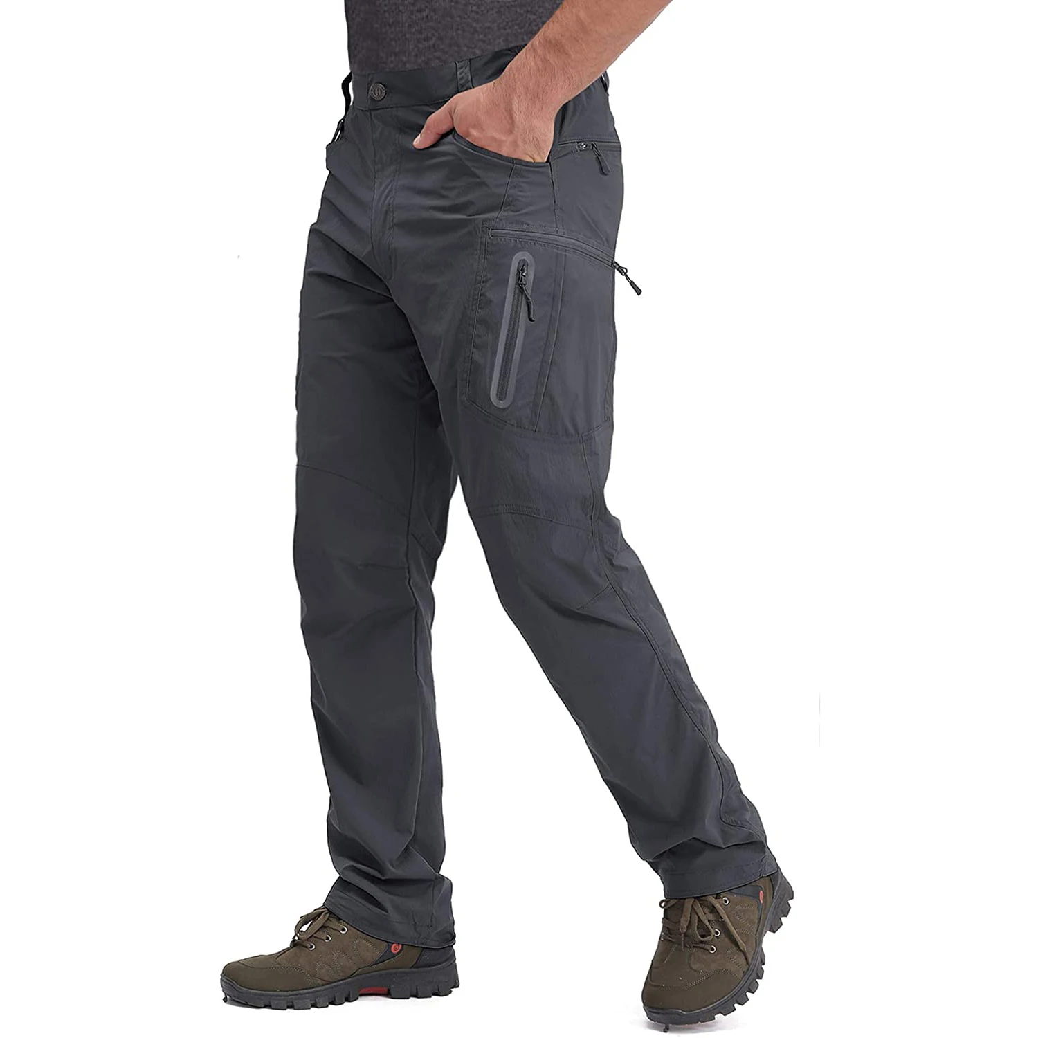 Men's Multi Pocket Cargo Pants Y2k Mens Tactical Fishing Lightweight Trousers Pants Outdoor Hiking Nylon Quick Dry Work Trousers