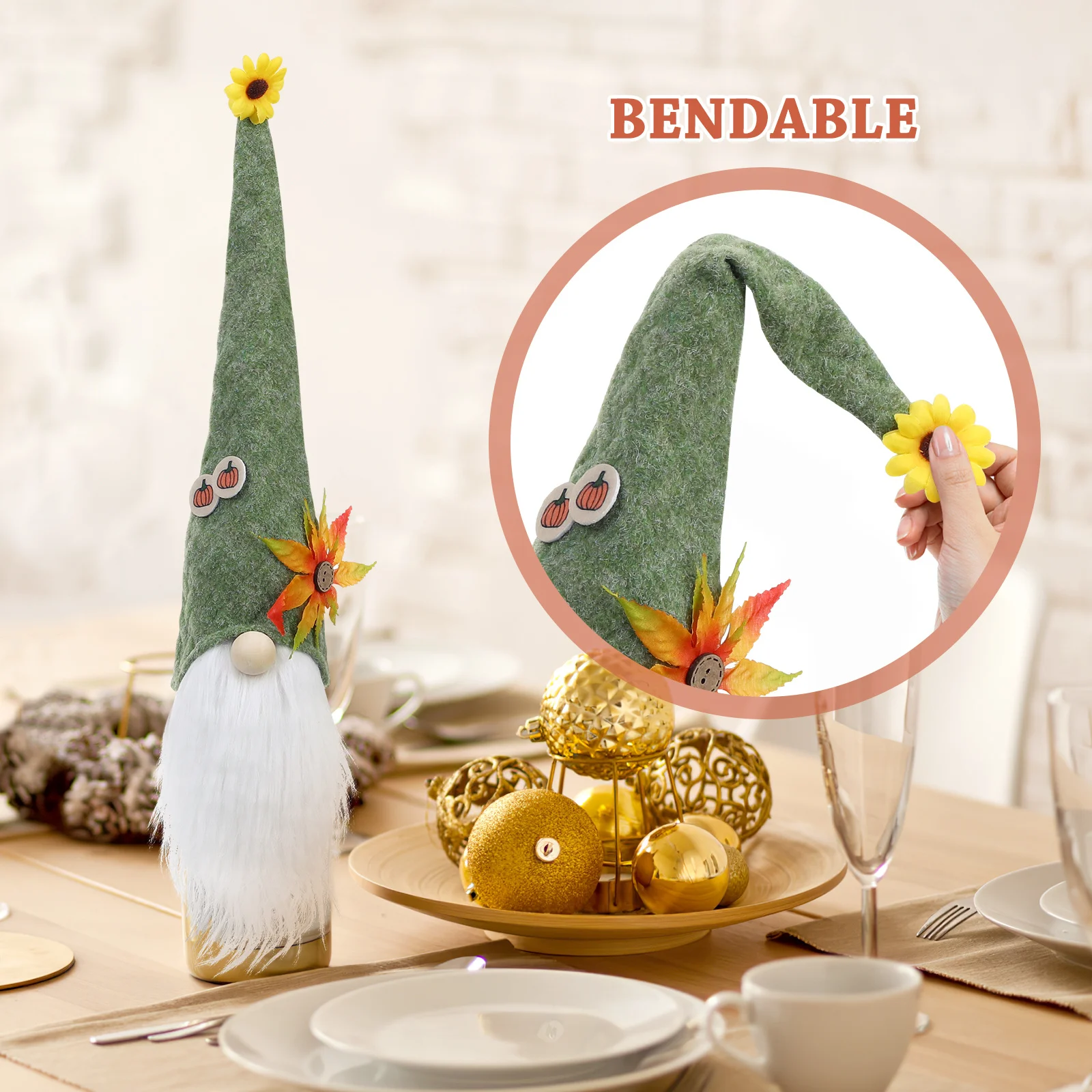 

3pcs Wine Bottle Covers Lovely Bottle Sleeves For Thanksgiving Party Harvest Decor Gnome Design Fall Wine Supply Bar Tool