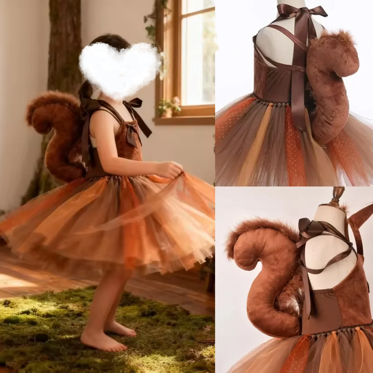 

Squirrel Costume Animal Theme Party Dress Up Stage Performance Animal Cosplay Costume Headband Tail Sets Skirt Birthday Gift
