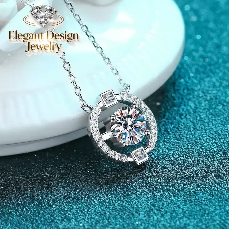 Elegant-Design PT950 Platinum Beating Heart 0.5-2ct Moissanite Necklace, Pendant Collarbone Chain Valentine's Day Gift