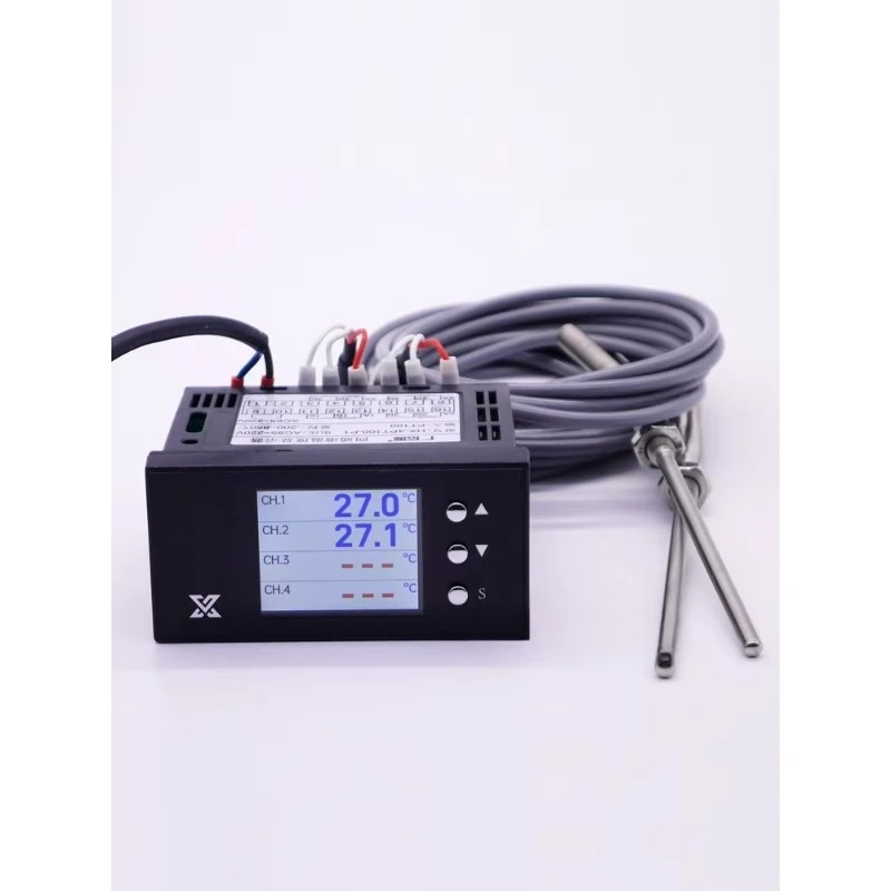 Multi-channel temperature display, four-channel digital thermometer, four-ring patrol instrument PT100 thermal resistance input