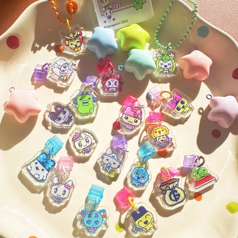 Tamagotchi Uni الغبار التوصيل الاكريليك قطعة قلادة Kawaii سلسلة الهاتف المحمول مفتاح سلسلة 4u Pix يلتقي