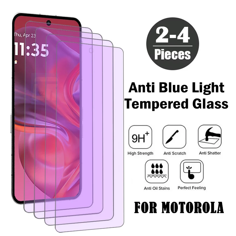 

2-4Piece Anti Blue-ray Light Tempered Glass For Motorola Moto G05 G15 G35 G45 G55 G75 G84 G64 G54 G34 G24 G14 Screen Protectors