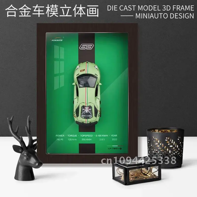 1:32 AE86 911 LP780 Chiron Lykan Hanging Paintings Picture Frame Alloy Car Diecasts & Toy Vehicles Car Model Toys For Children