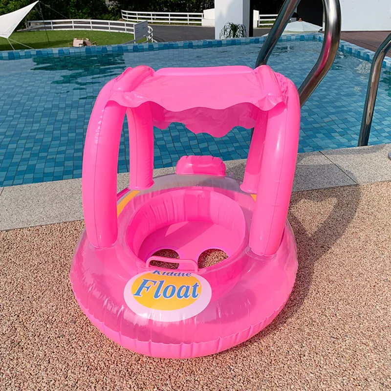 Baby Infant Swimming Circle Pool Float Swim Ring With Sunshade Floating Seat Summer Beach Pool Party Toys Air Mattress