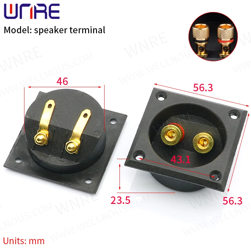 Car Stereo Speaker Box Terminal Connector 2-Way Banana Jack and Plugs Subwoofer Plugs Speaker Box Terminal Binding Post