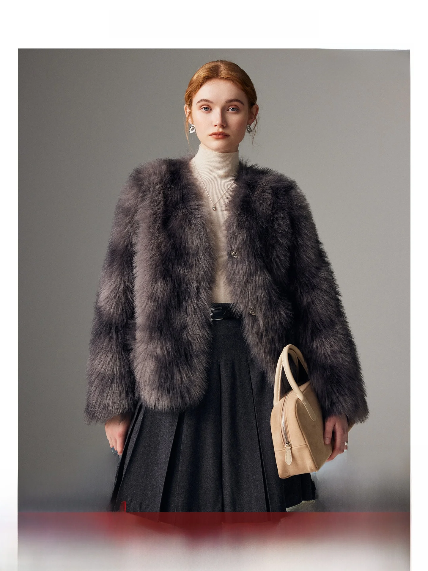 

Eco-Friendly Fur Coat Women's ort V-Ne Winter New Sle Color adient Dyeing Fluffy Outerwear Korean Version Thien...