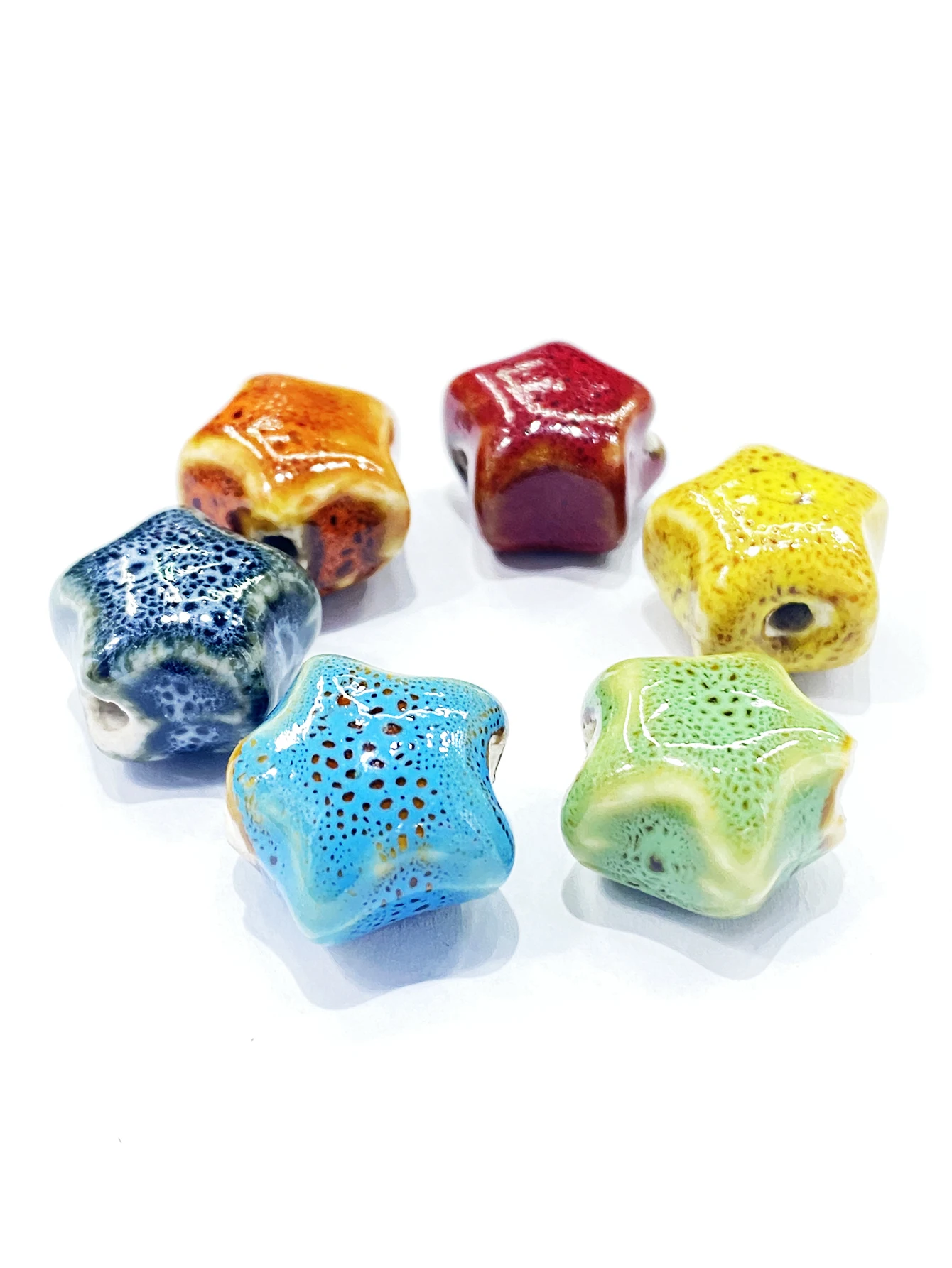 24-Colors 16MM Star Shape Ceramic Beads DIY Accessories Colorful Glaze Geometry For Jewelry Making