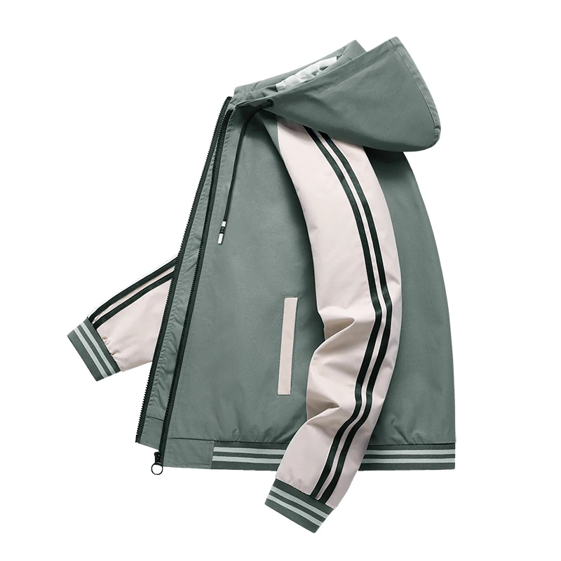 

Korean Sle Hooded Jaet for Young Men Casual Versatile Outdoor Sports Wear Autumn Faionable Street Sle Polyester Fabric