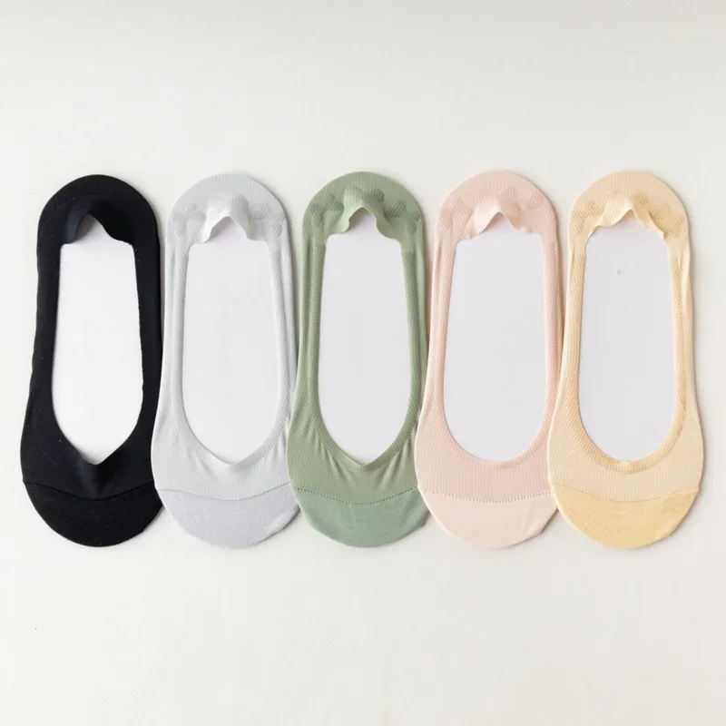 Chaussettes d'été pour femmes, maille fine, antidérapante, chaussures à talons hauts, semelle invisible en coton, chaussettes courtes, Tube bas