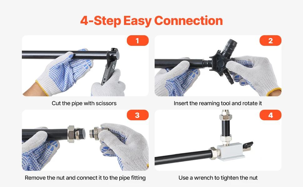 VEVOR Air Compressor Line Kit 100FT/200FT HDPE-Aluminum Compressed Air Piping System Air Line Tubing Kit for Garages Workshop