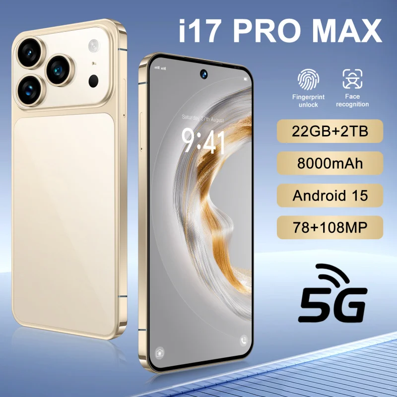 جهاز لوحي لجهاز i17 Pro، بطارية 2026 بوصة، 8000 مللي أمبير، بطاقة 5G مزدوجة، 16 ميجابكسل + 48 ميجابكسل، أندرويد، واي فاي، جي بي إس، جوجل، جديد