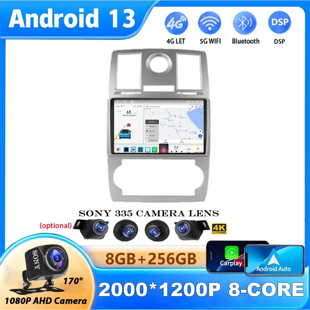 

Android 13 Wireless Auto Carplay For Chrysler Aspen 300C 2004 - 2008 Multimedia Video Player Car Radio GPS 4G Navi WIFI QLED DSP