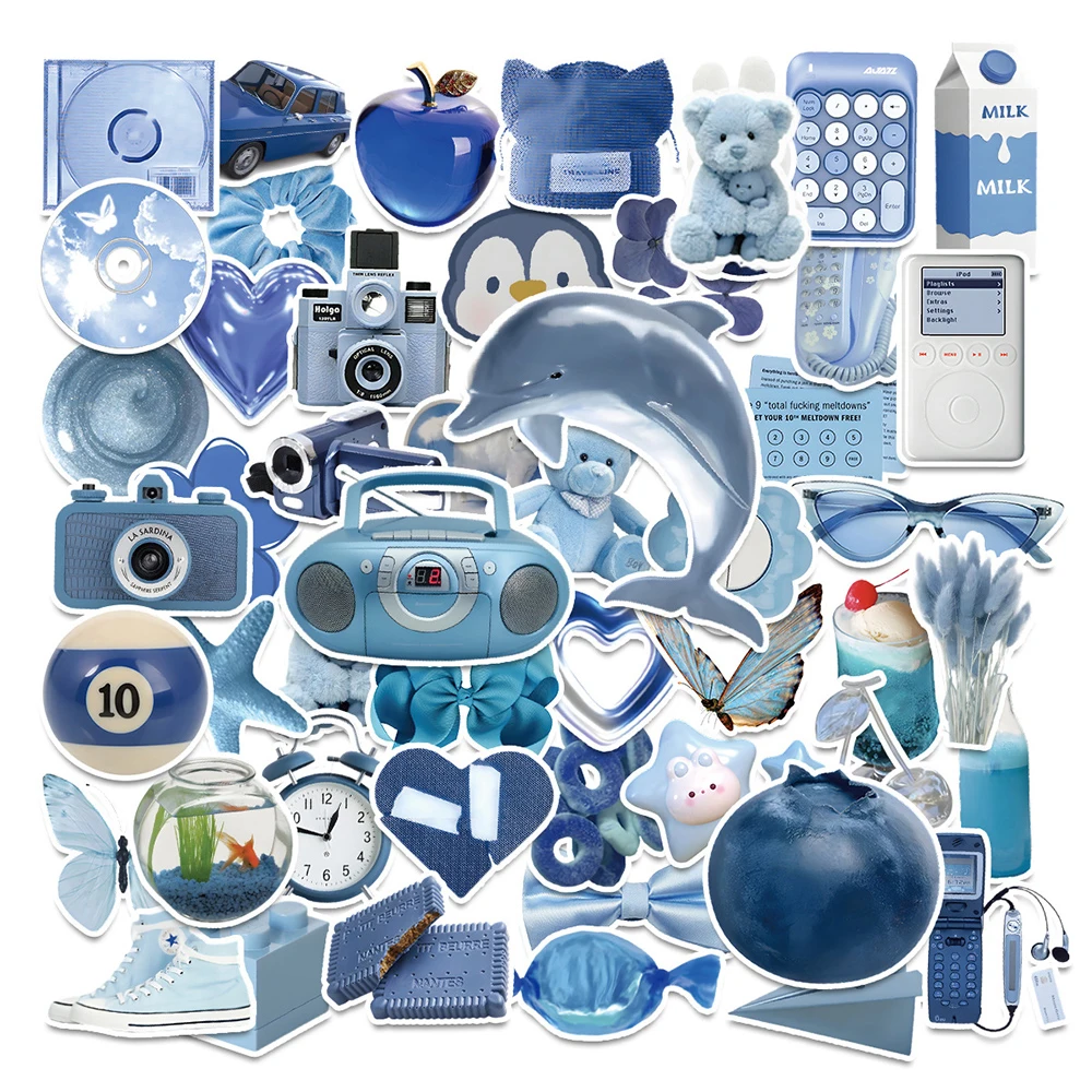 10/30/50 stücke Nette Ins Stil Blau Ästhetische Aufkleber Graffiti Dekoration DIY Wasser Flasche Telefon Fall Gitarre Laptop abziehbilder Verpackung