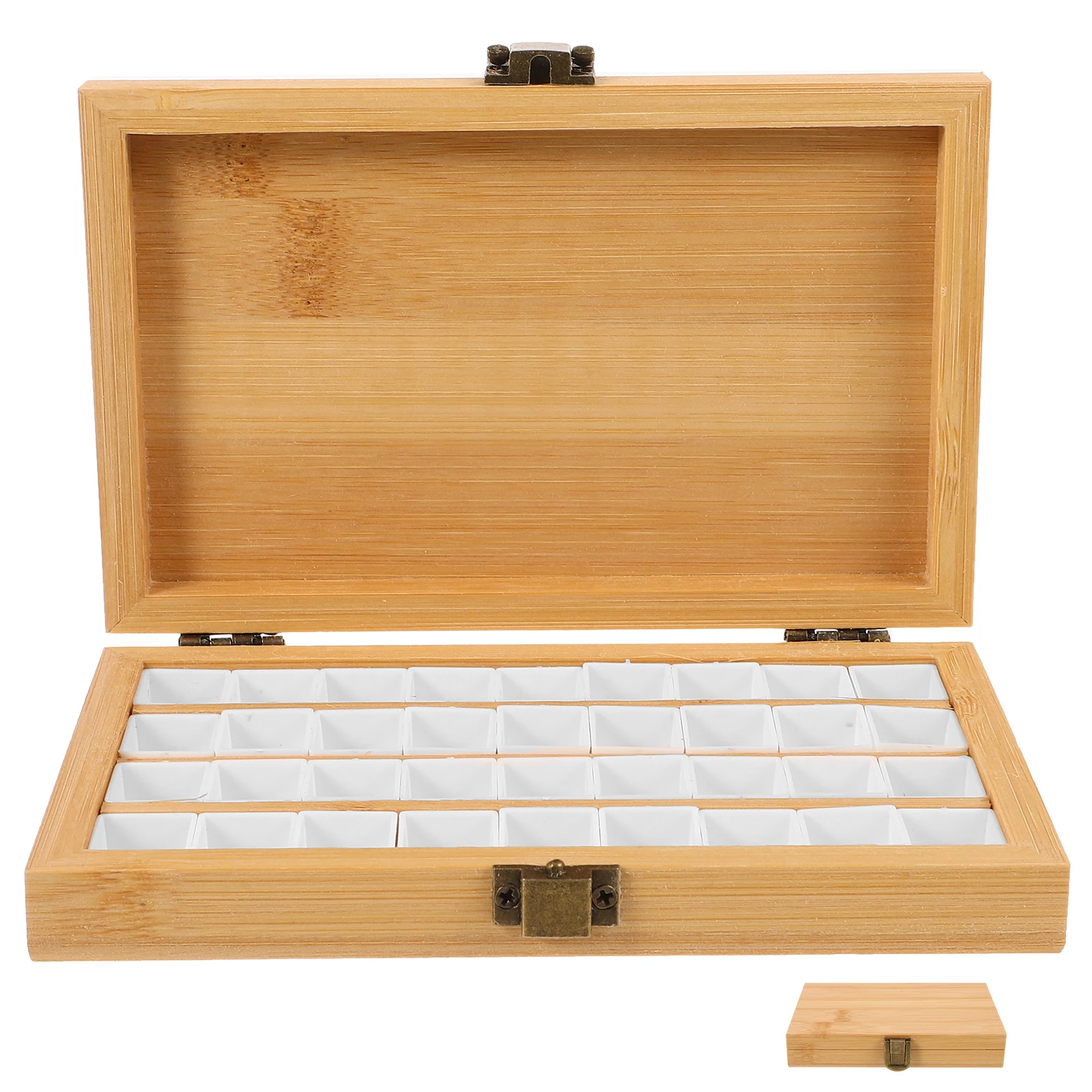 

Watercolor Paint Box 36 Cells Bamboo Wood Empty Palette Kids Artists Mixing Case Portable Color Holder Supplies Outdoor