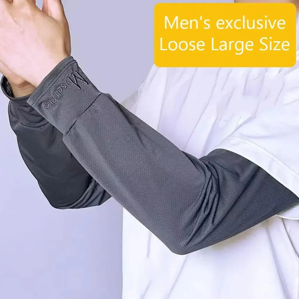 New Ice Silk Arm Sleeves UV Protection Breathable Sunscreen Sleeves Loose Large Size Long Arm Glove Outdoor