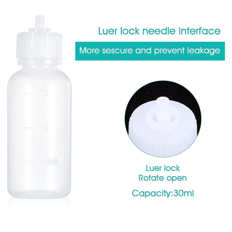 Garrafas de aperto de ponta de agulha de 6 pces, garrafa conta-gotas de plástico squeezeable de 30ml, 14ga 16ga 18ga 20ga pontas de agulha sem corte para cola