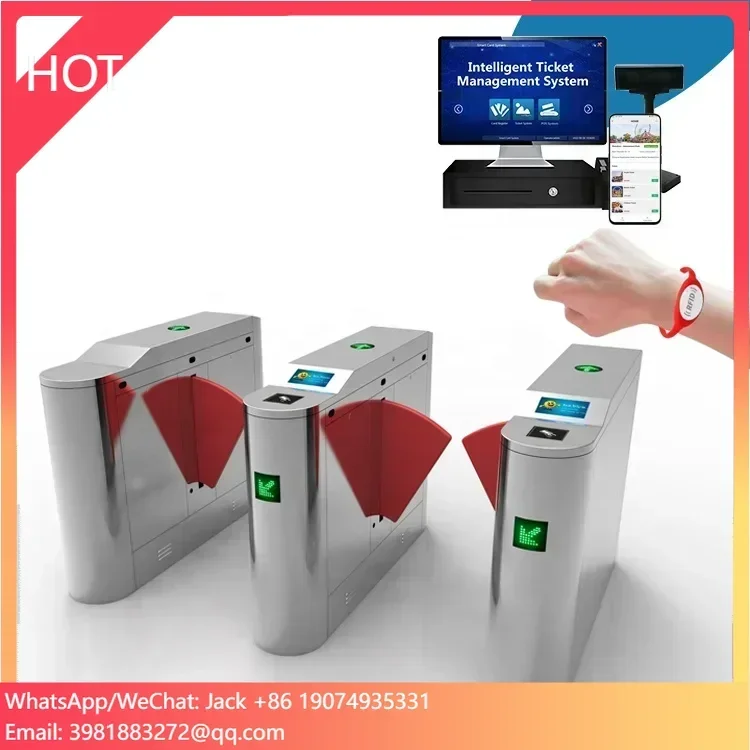 Tickets pos system admission control solution checking face tickets qr code flap barrier in attraction park