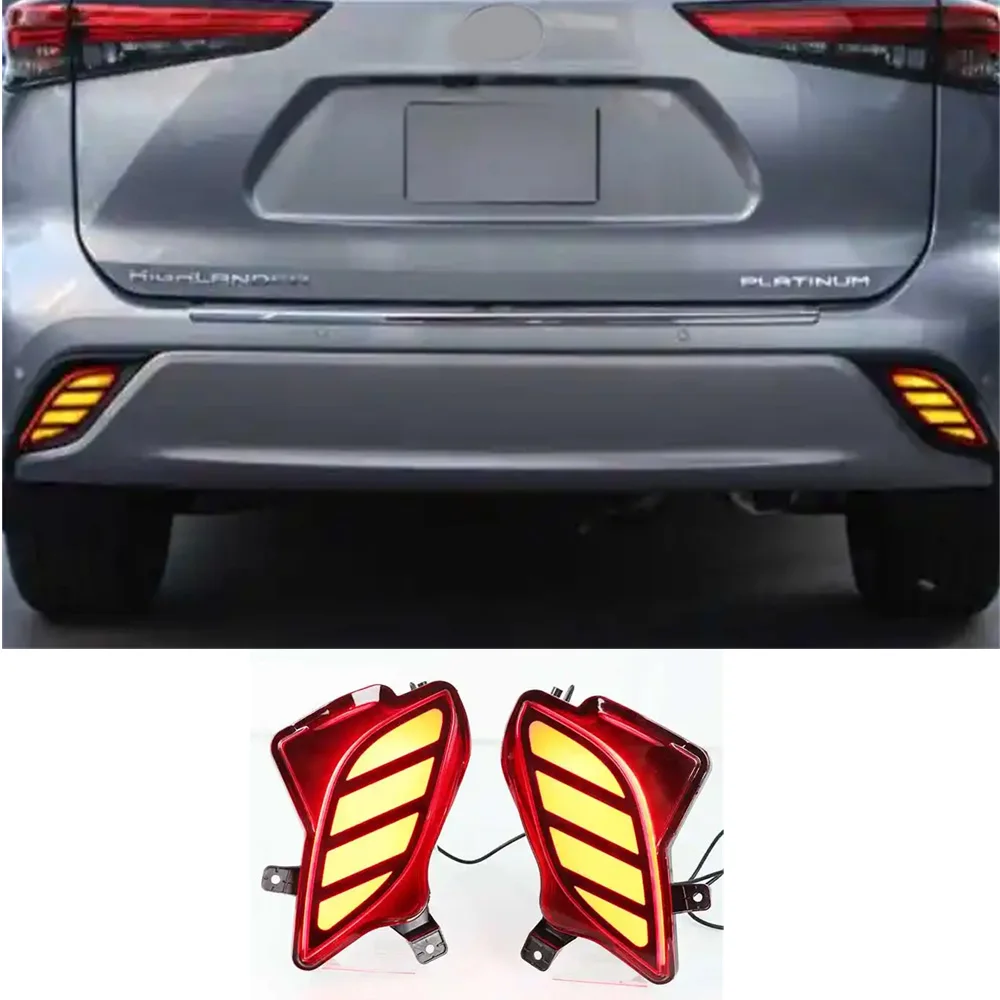 

Car LED Rear Bumper Light For Toyota Highlander 2020 2021 Multi-Functions Reflector Tail Light Fog Lamp Stop Brake Light