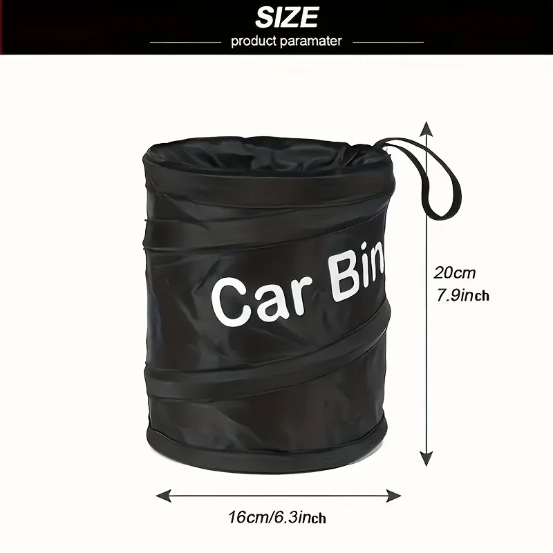 Foldable Portable Trash Can Leakproof Polyamide Hanging Waste Bin for Car Home Office Camping Travel Outdoor Use