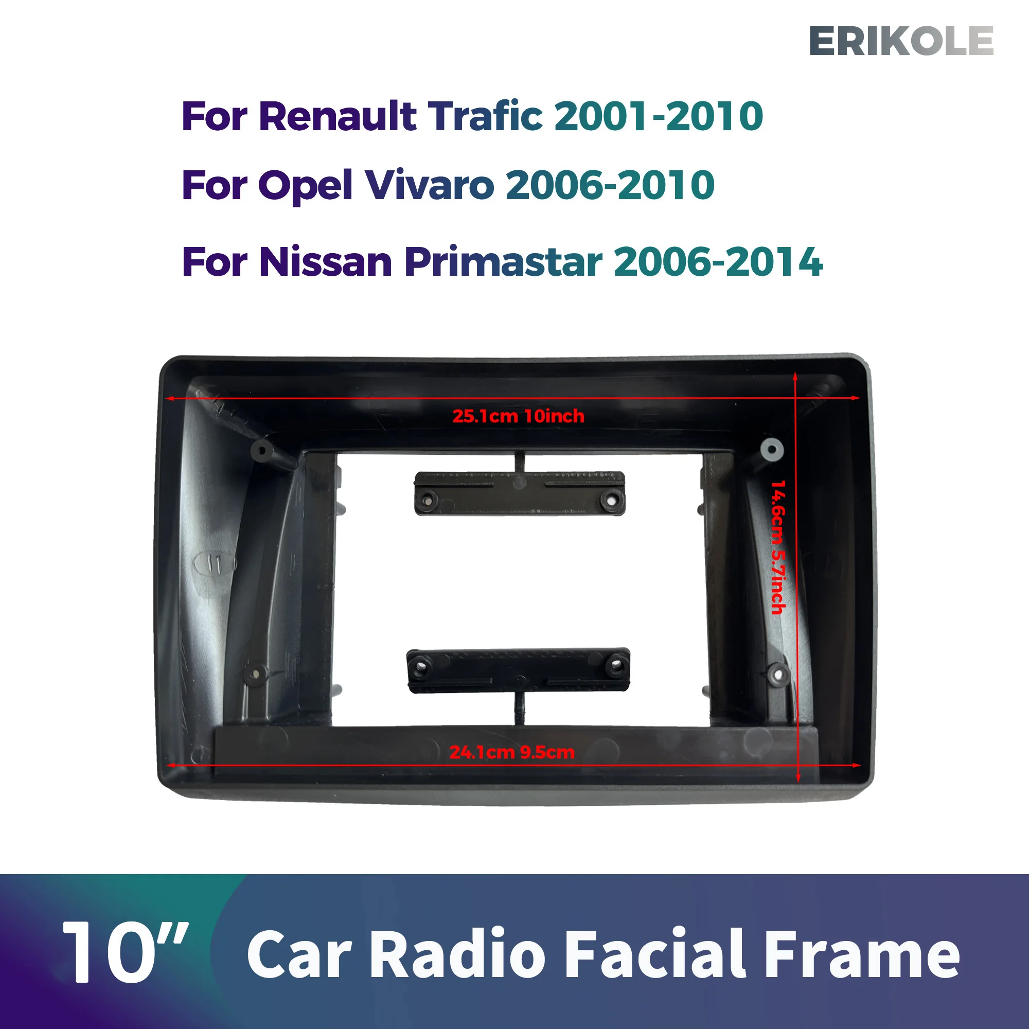10 Inch Car Center Console Frame Panel Adapter Android Radio Instrument Panel for Renault Trafic 2001-2010/Nissan Primastar/Opel