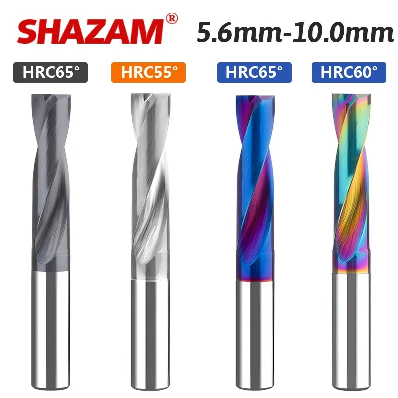 SHAZAM 5.5mm-10mm Tungsten Carbide Flat Bottomed Drill CNC Tool Straight Shank 180 Degrees For Steel/Aluminum Countersunk Drill