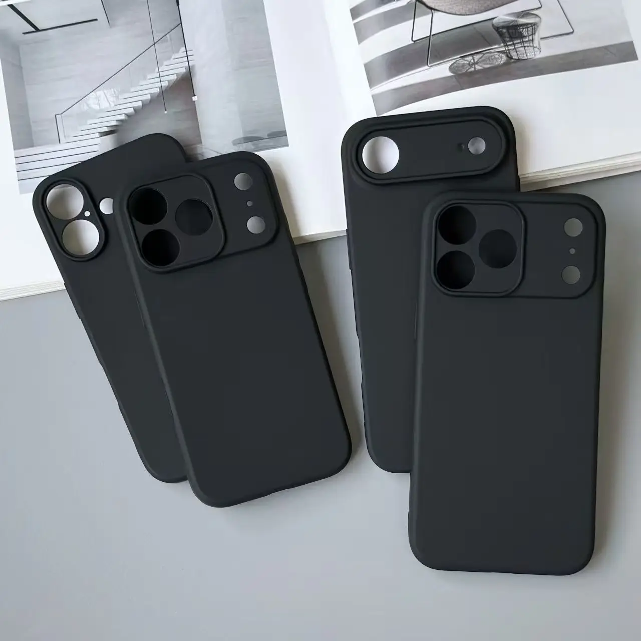 Flüssigsilikon stoßfeste Hülle für iPhone 17 Pro Max Matte Hülle für iPhone 17 Pro Cover für iPhone 17 Air Soft Case, schwarz