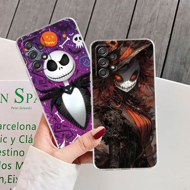 Jack Sally Skellington For Samsung Galaxy A55 Case A54 A52 A53 5G Coque A15 A14 A13 A21S A23 A34 A35 A33 A72 Clear Phone Cover