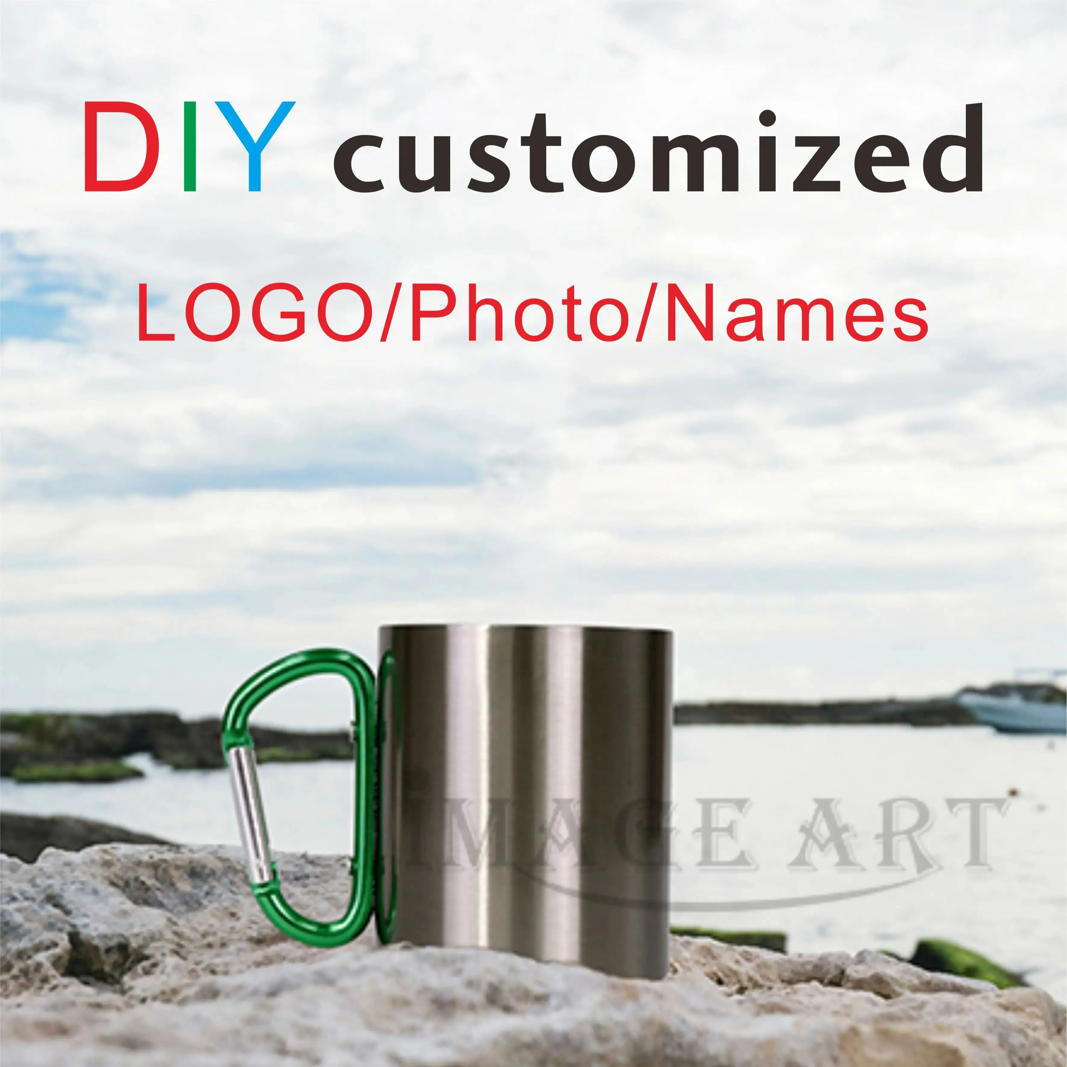 DIY 300ML Metal Cup Personalize Print Image Logo Text Customize Mountaineering Buckle Stainless Steel Hiker Outdoor Travel Drink