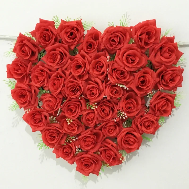 14colors 40cm*40cm Lovely Heart Shape Rose Flowers for Wedding Car Wall Door Artificial Decorative Flowers Para Porta