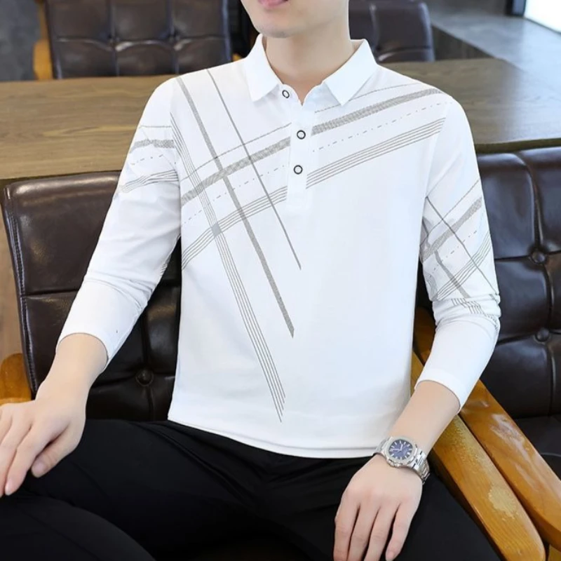 

Men's High Quality Long Sleeve Polo Shirt New Trendy Casual Versatile Base Layer Top for Young Men Spring Autumn Wear