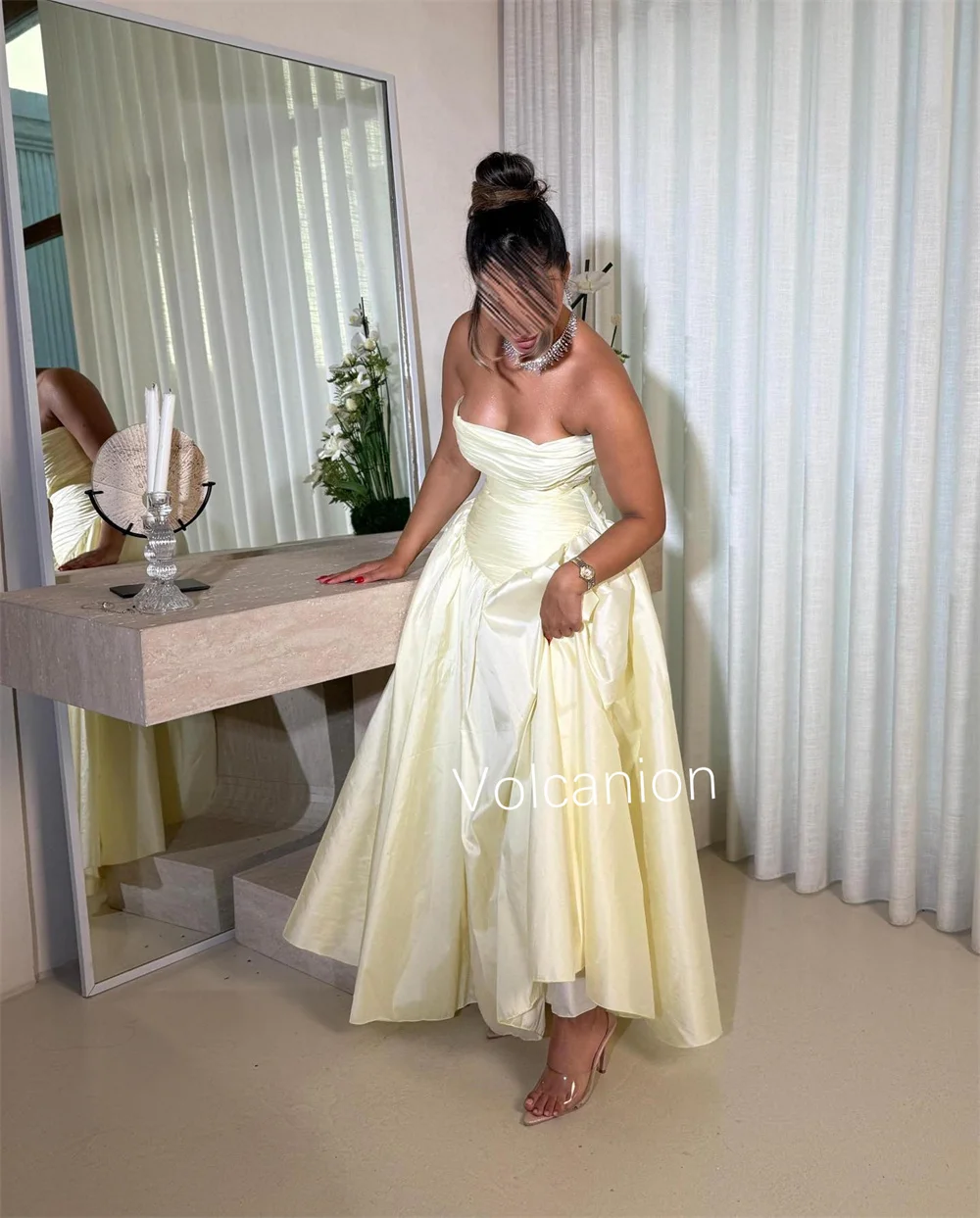 Customized Exquisite Fashion Charmeuse Pleat A-line Strapless Long Dresses Bespoke Occasion High Quality