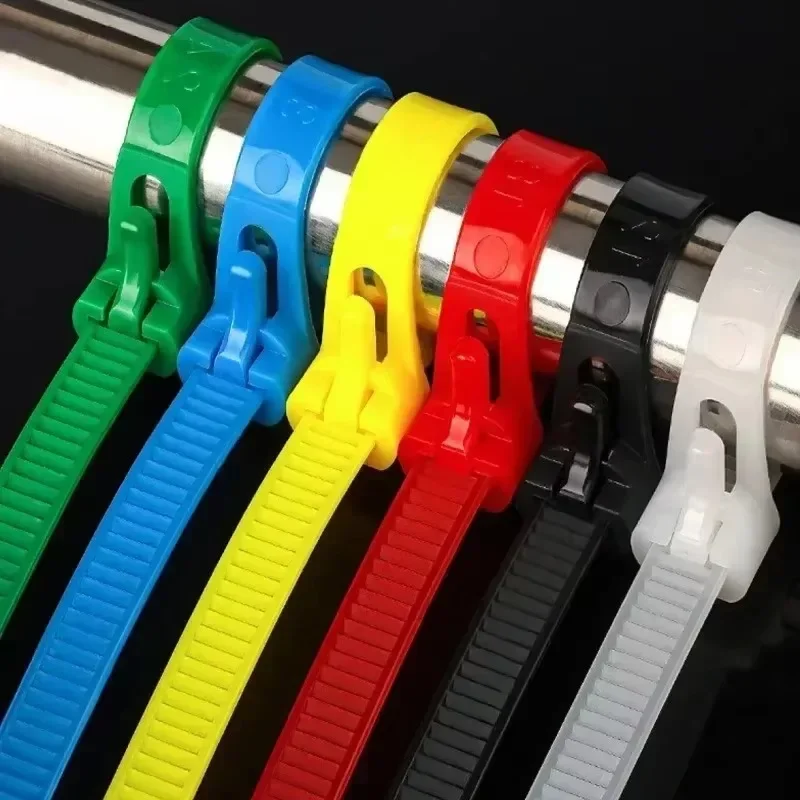 500/100PCS Releasable Cable Ties Self-locking Plastic Nylon Fastening Loop Slipknot Cable Organizer Lock Strap Zip Ties Binder