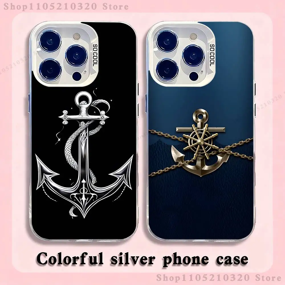 

Ship Wheel Anchor Boat Phone Case For iPhone 17,16,15,14,13,12,11,Mini,Pro,E,MAX White Matte Silicone Whtie Cover