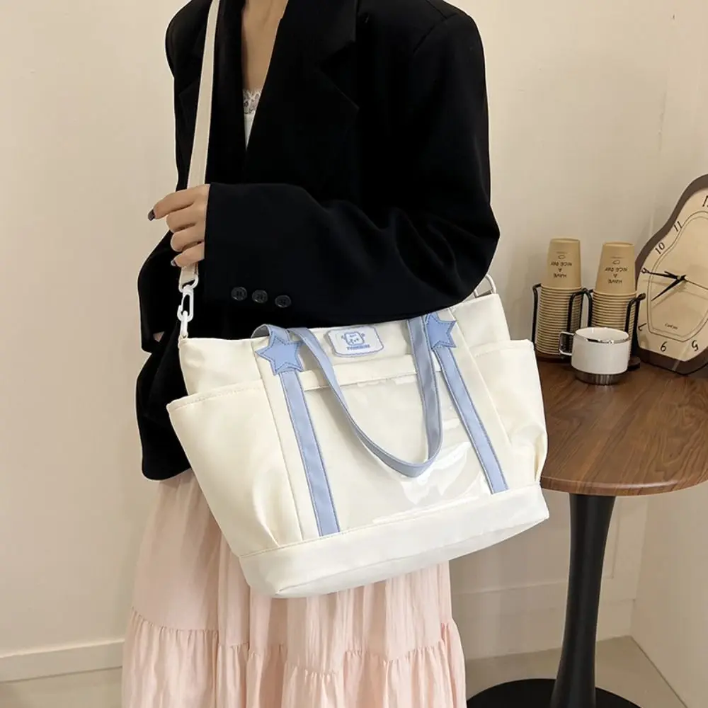 

Nylon Transparent Itabag Large Capacity Idol Doll Badge Display Messenger Bag Student Waterproof School Tote Bag Shoulder Bags