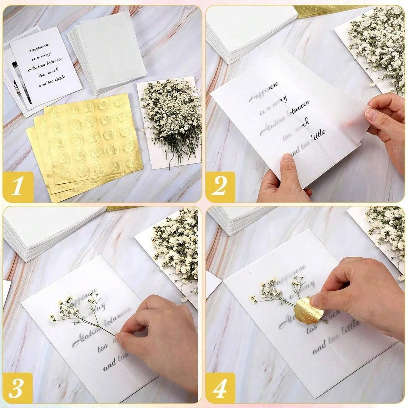 100 Stück goldgeprägte Wachssiegel-Umschlagstäbchen, Ersatz für Wachssiegel, für Grußkarten, Geschenkdekoration – Detail 5