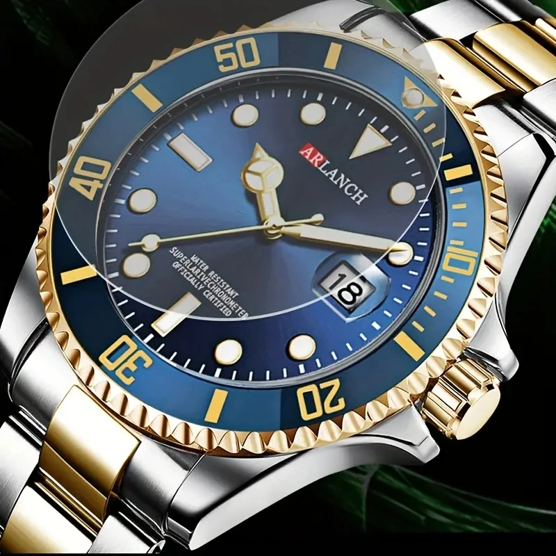 Business Men\'s Watch 2023 Fashion Trend Stainless Steel Green Ghost Diver Series Blue Gradual Gold Classic Men\'s Quartz Watches