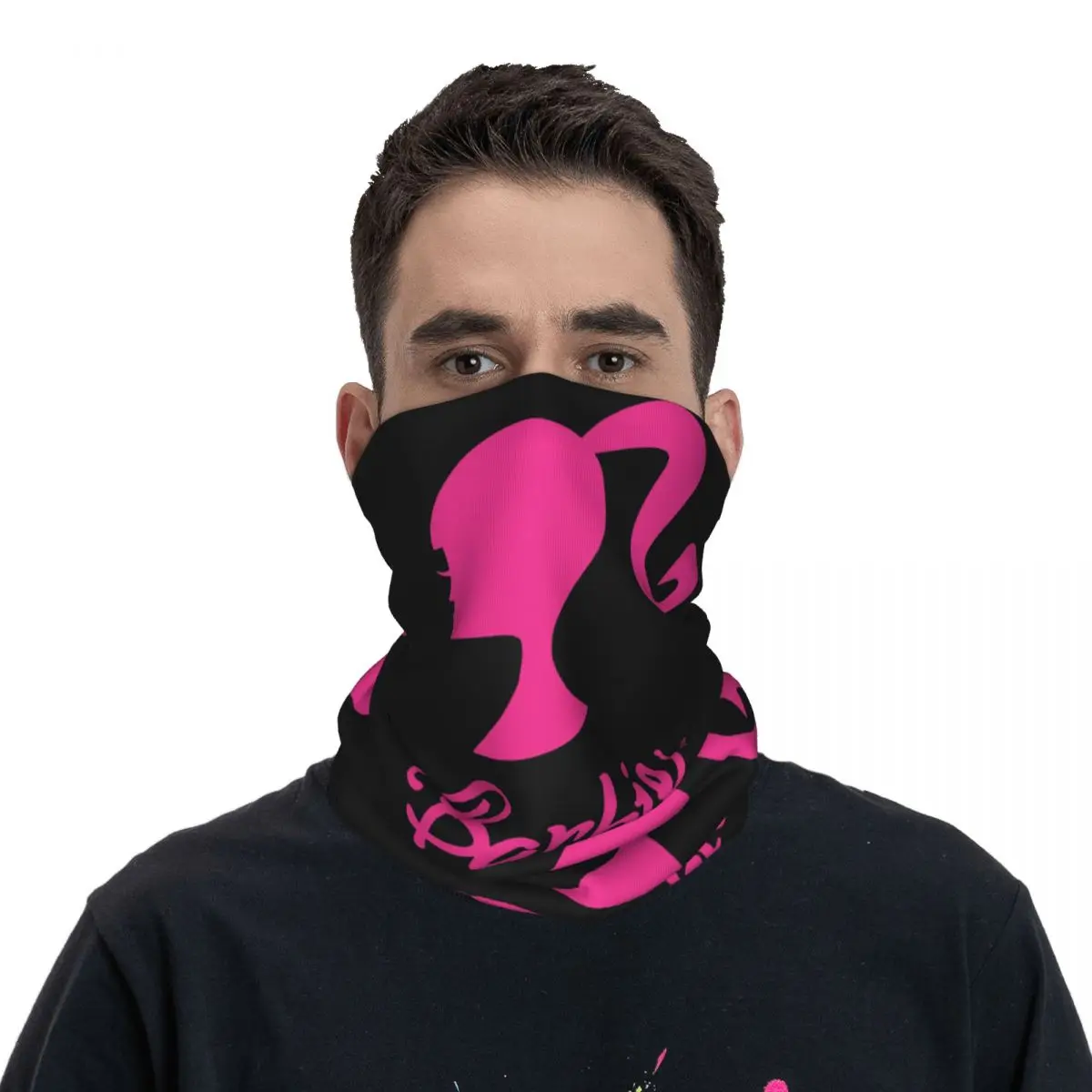 Aangepaste Barbie Logo Bandana nekbeschermer voor wandelen hardlopen dames heren wikkelsjaal meisje bivakmuts warmer