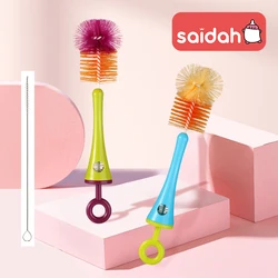 3 in 1 Colorful Nylon Baby Feeding Milk Bottle Cleaning Brush Set Nipple Brush  With Straw Brush For Water Sippy Cup