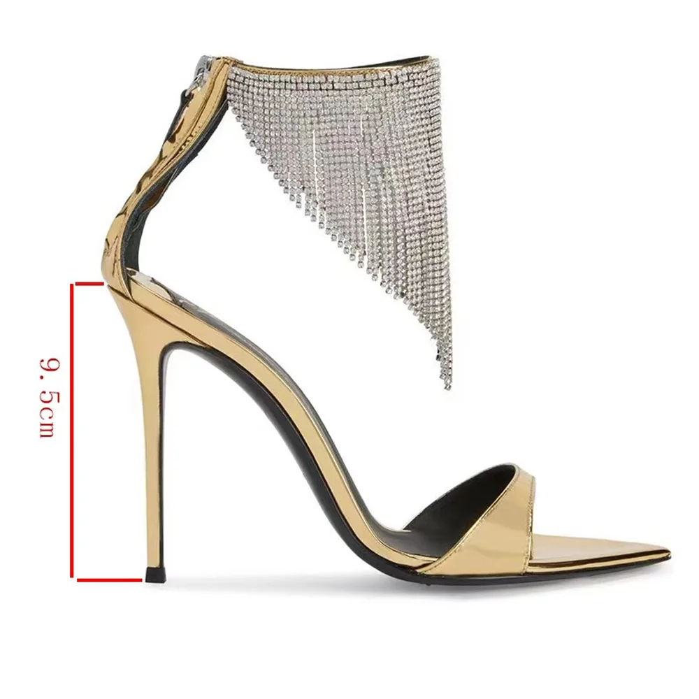 

Sexy Women's Elegant Sandals with Crystal Fringe, Fashion Peep Toe Sweet High Heels Party Sandals, Banquet And Show Rome Pumps