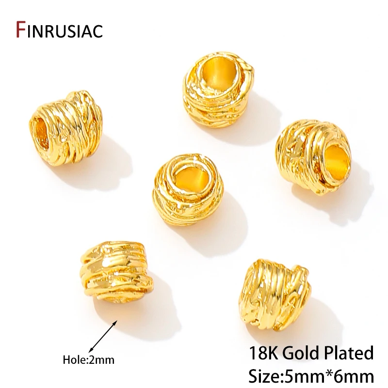 Unregelmäßige Abstandsperlen aus 18 Karat vergoldetem Messing, 5 mm x 6 mm Streifen-Trennperlen für Armbandherstellungszubehör, DIY-Schmuckzubehör – Detail 15