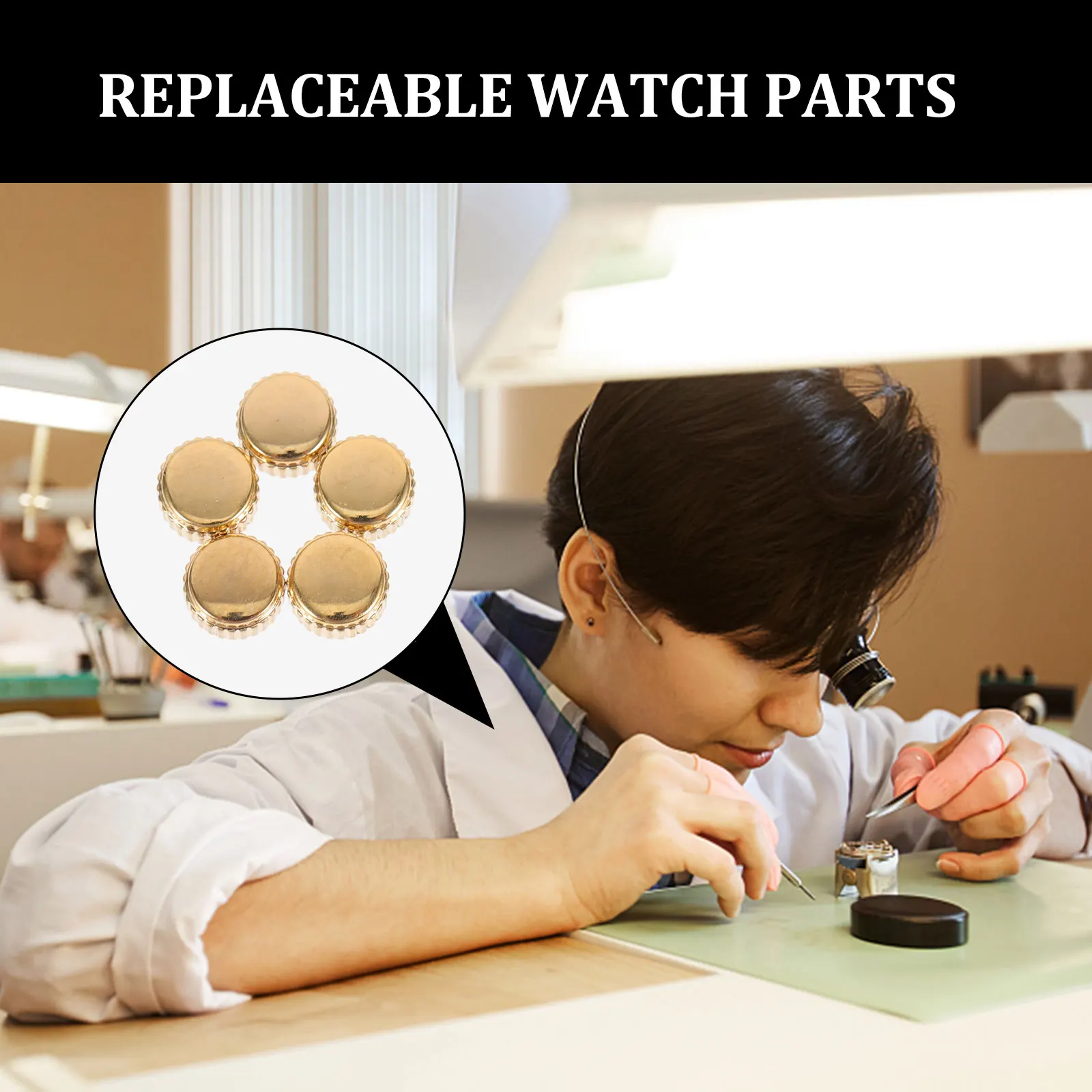 5 Pcs Watch Crown Parts Repair Tools Steel Durable Replacements Long Life Fits Most Watches Practical Functions